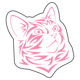 Tribal Cat Sticker (Pink)